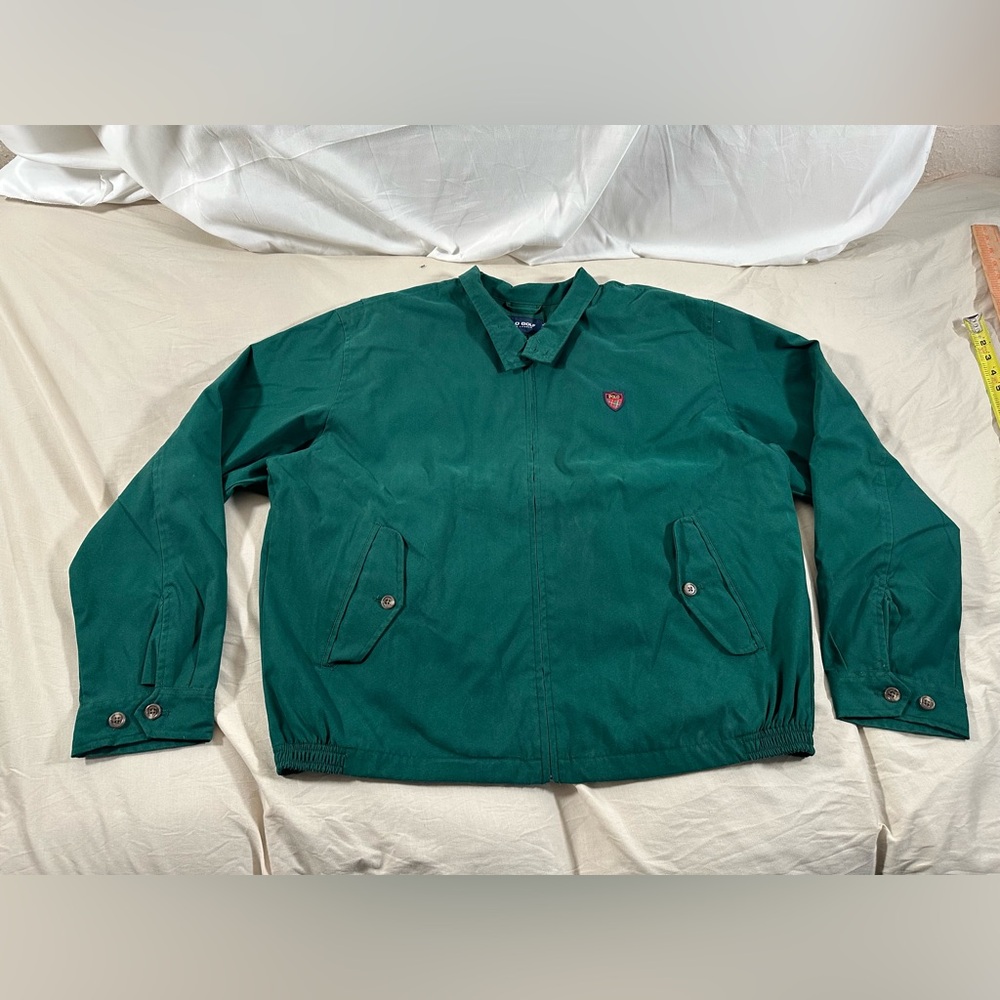 Polo Ralph Lauren Green Tartan Club Crest Golf Jacket Mens Large Vintage